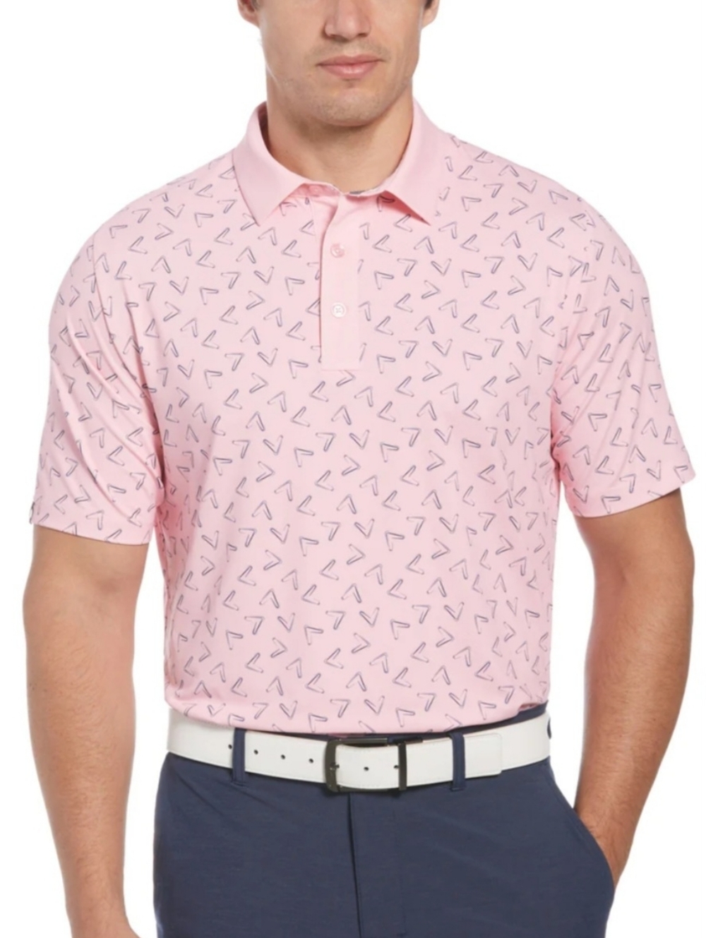 Callaway Opti-Dri Swing Tech Golf Polo Shirt - Pink Painted Chevron - Size Small